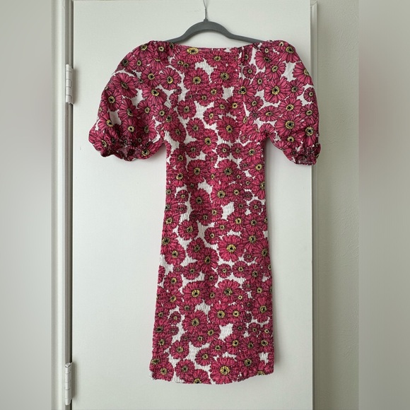 Zara Floral Ruched Dress with Puff Sleeves | Small - Picture 3 of 3